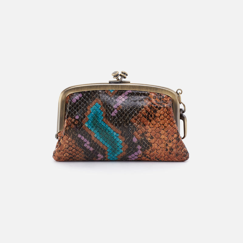 Cheer Frame Pouch In Printed Leather - Vivid Snake Print