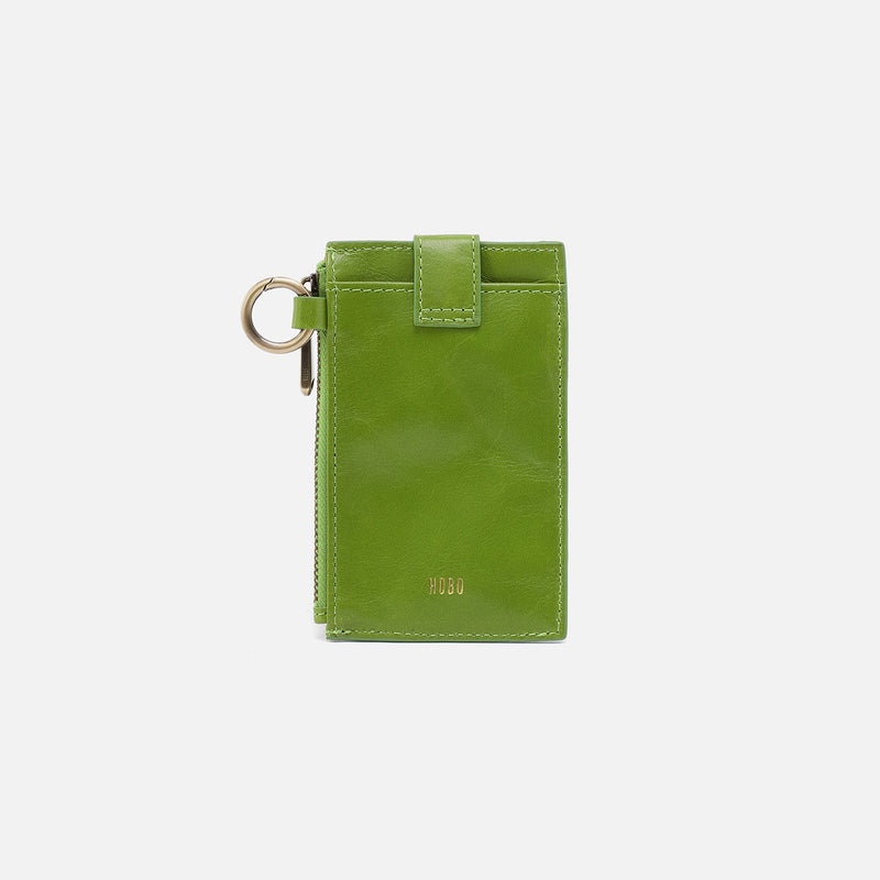 Ring Credit Card Wristlet in Polished Leather - Garden Green