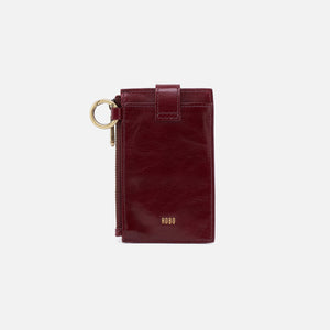 Ring Credit Card Wristlet In Polished Leather - Winterberry