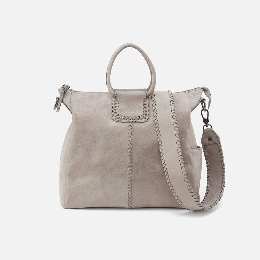 Sheila Large Satchel in Metallic Leather - Granite Grey