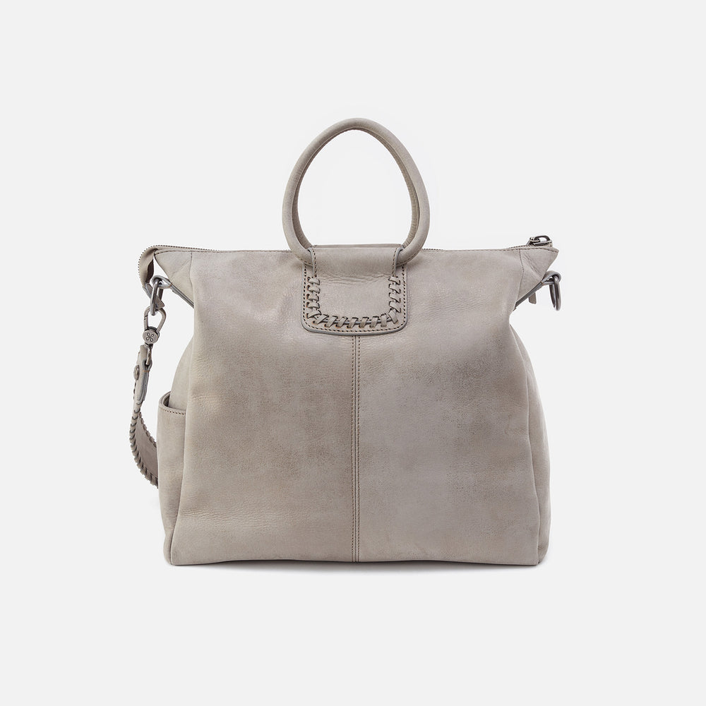 Sheila Large Satchel in Metallic Leather - Granite Grey