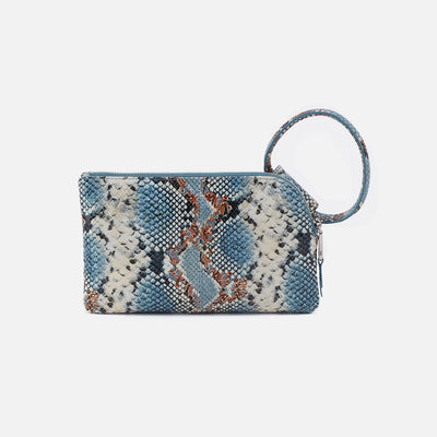 Sable Wristlet In Printed Leather - Blue Tempest