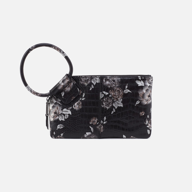 Sable Wristlet In Printed Leather - Rose Croco Print