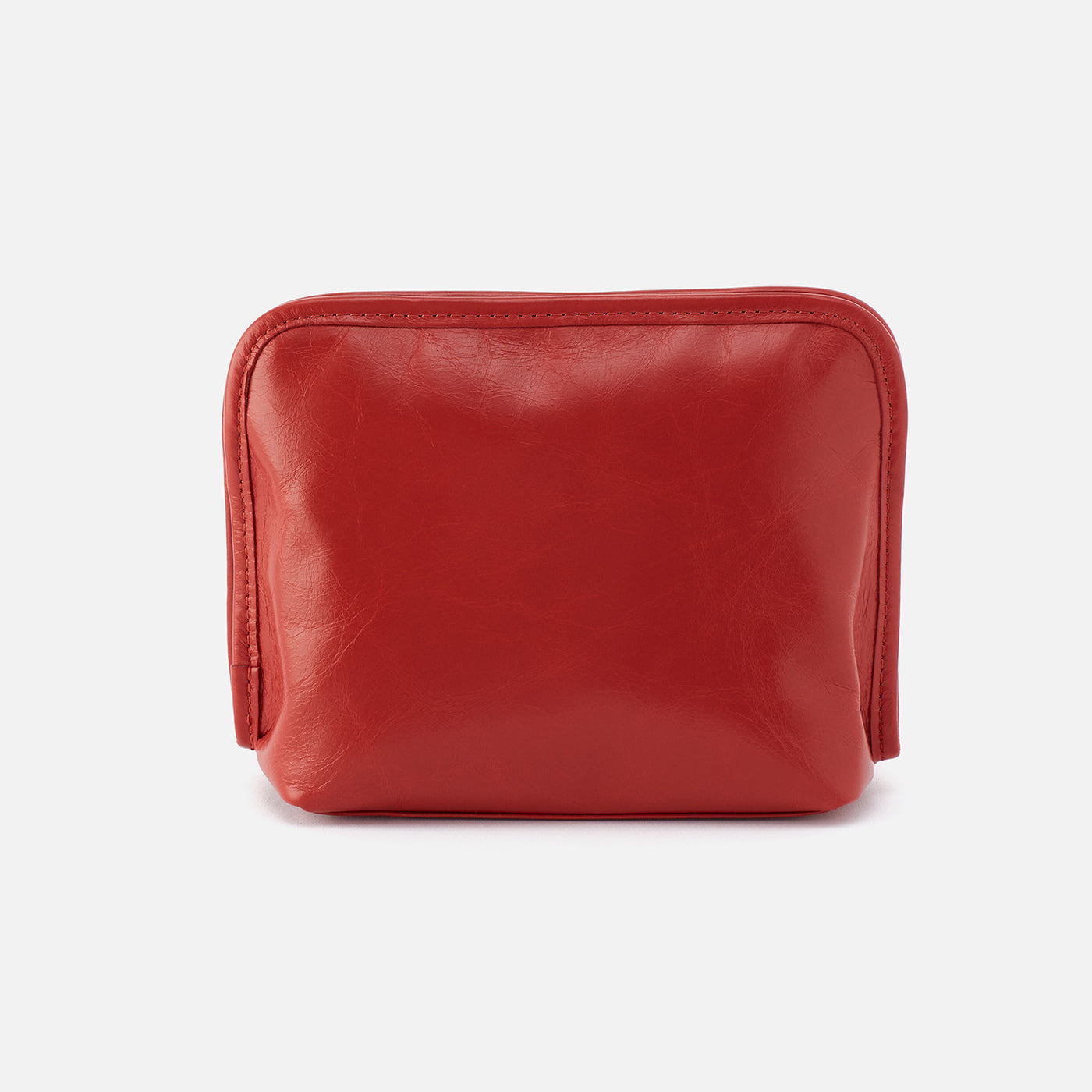 Beauty Cosmetic Pouch In Polished Leather - Brick