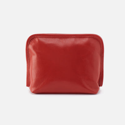 Beauty Cosmetic Pouch In Polished Leather - Brick