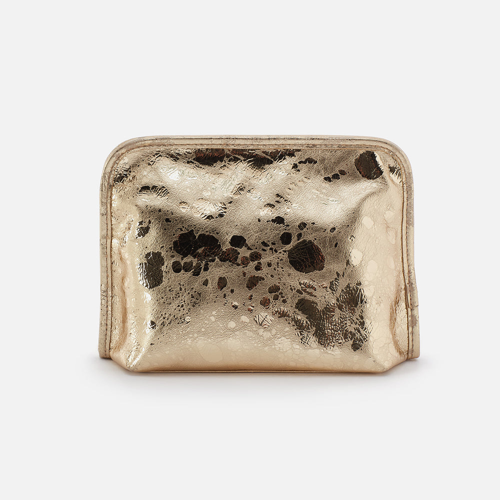 Beauty Cosmetic Pouch In Metallic Leather - Gilded Marble