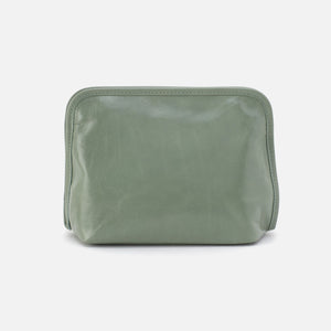 Beauty Cosmetic Pouch In Polished Leather - Jade