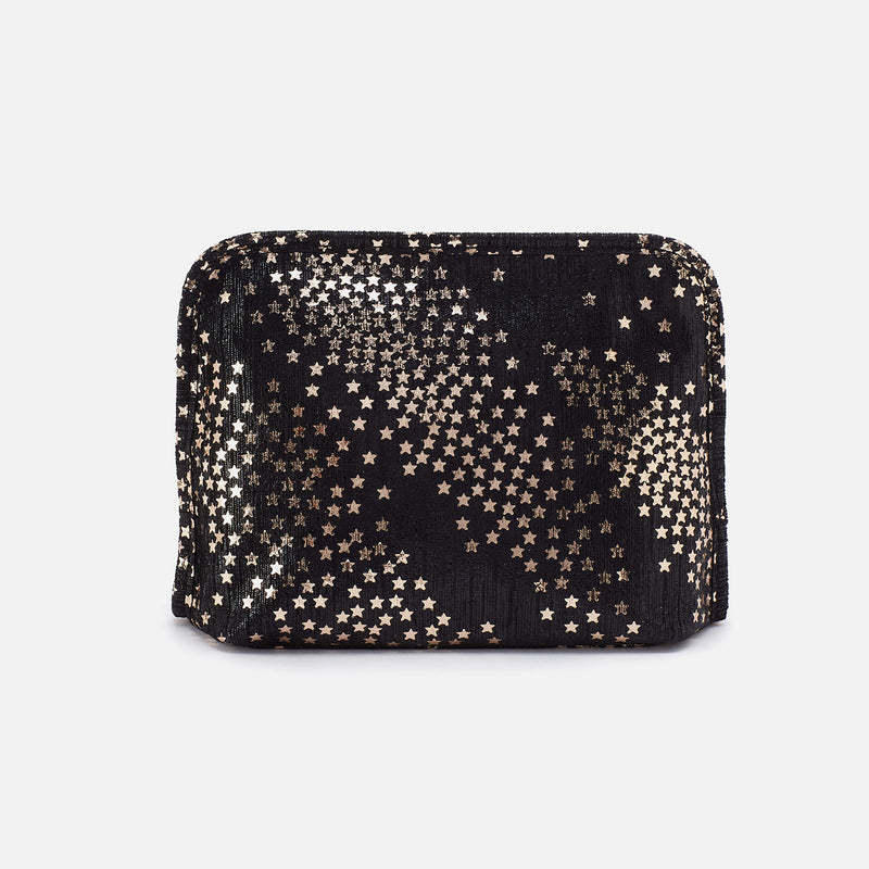 Beauty Cosmetic Pouch In Printed Leather - Shooting Stars