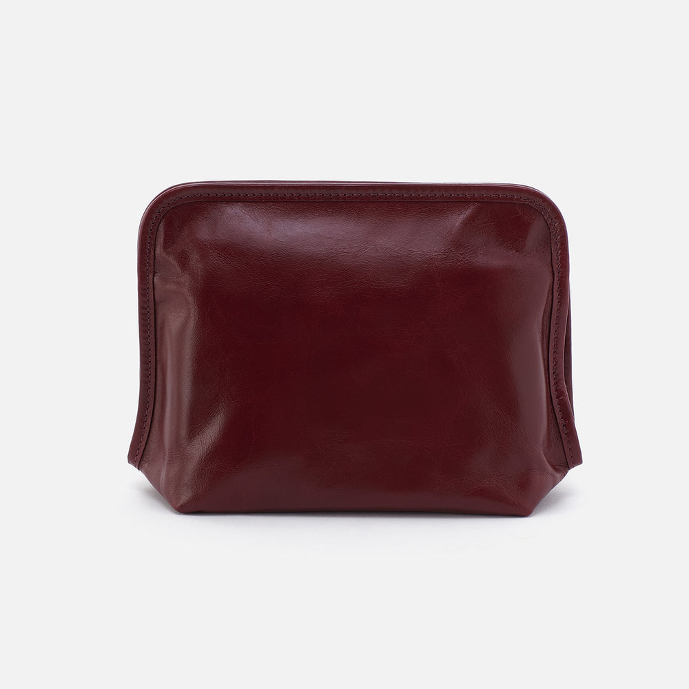 Beauty Cosmetic Pouch In Polished Leather - Winterberry