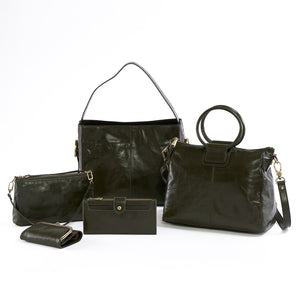 Render Shoulder Bag In Polished Leather - Deep Moss