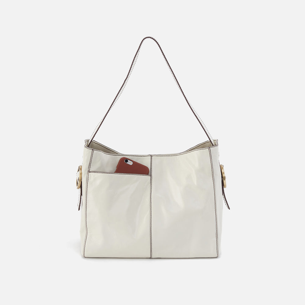 Render Shoulder Bag in Polished Leather - Latte