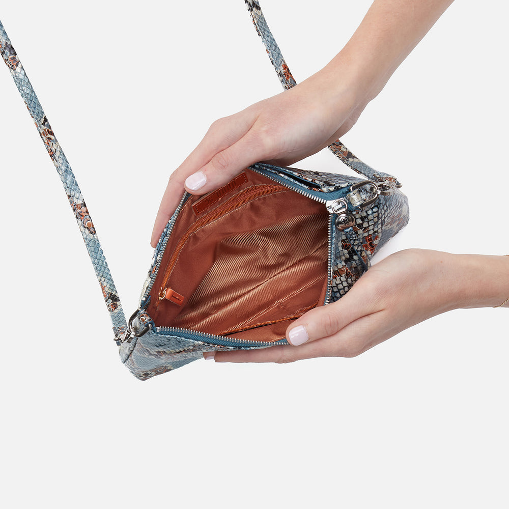 Darcy Crossbody In Printed Leather - Blue Tempest