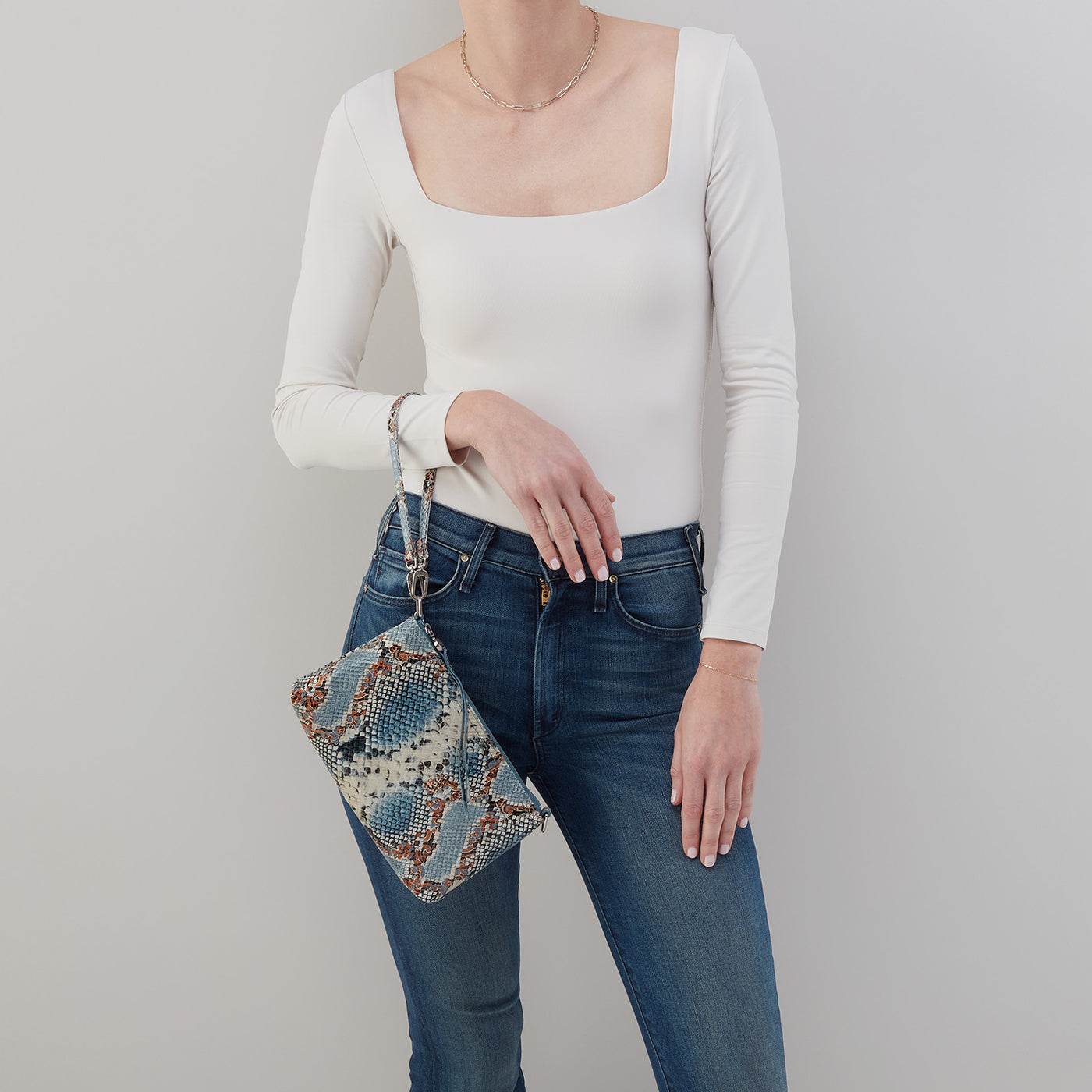 Darcy Crossbody In Printed Leather - Blue Tempest