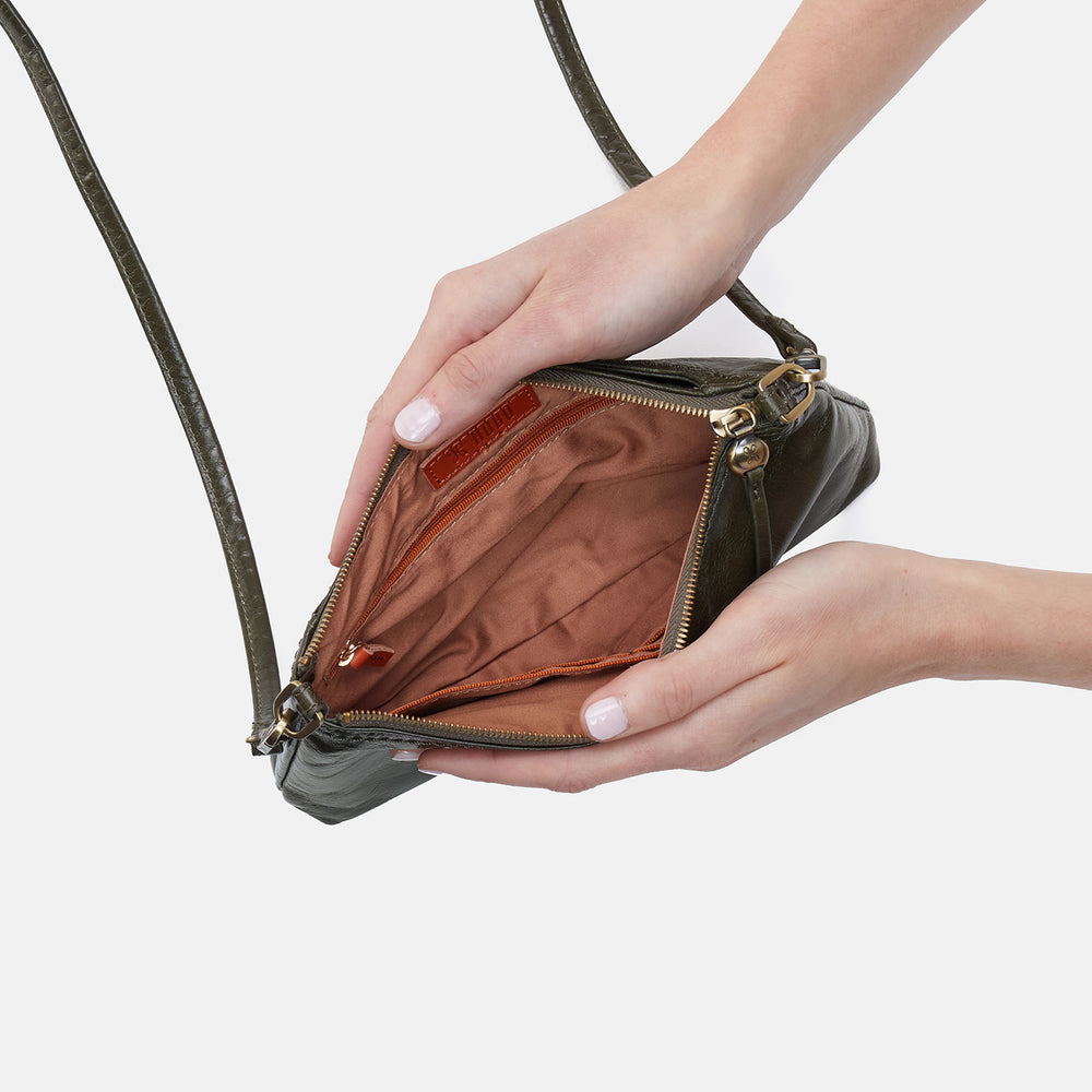 Darcy Crossbody In Polished Leather - Deep Moss