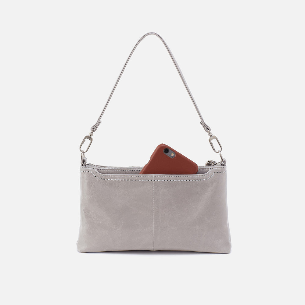 Darcy Crossbody In Polished Leather - Light Grey