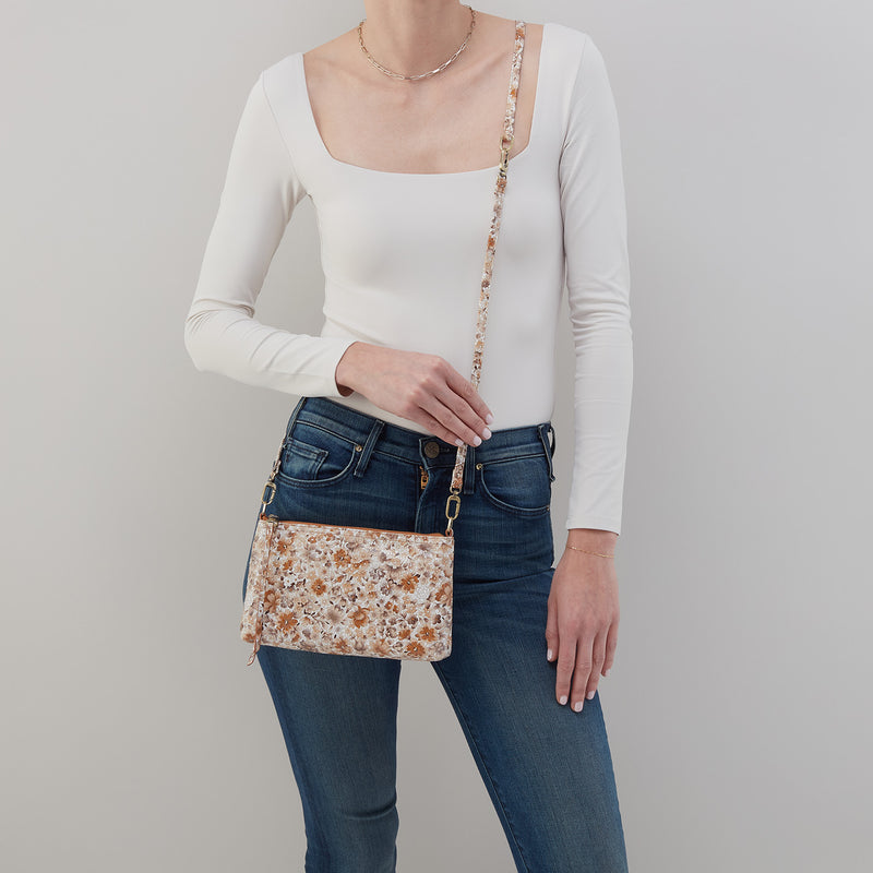 Darcy Crossbody In Printed Leather - Sepia Bloom