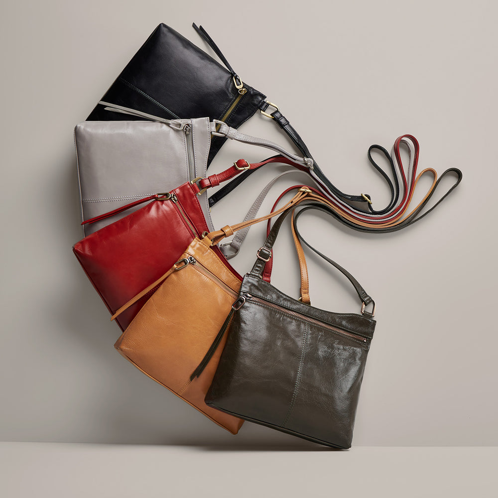 Cambel Crossbody In Polished Leather - Brick