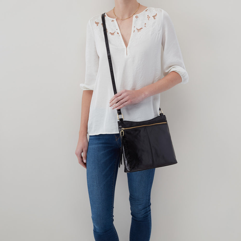 Cambel Crossbody In Polished Leather - Brick