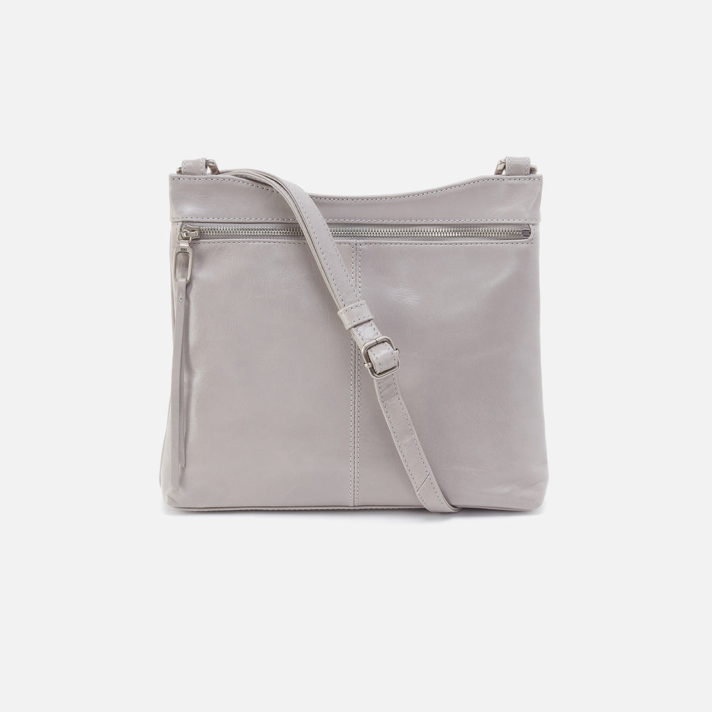 Cambel Crossbody In Polished Leather - Light Grey