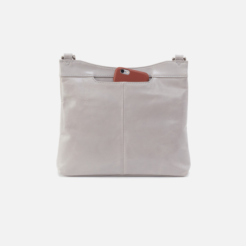 Cambel Crossbody In Polished Leather - Light Grey