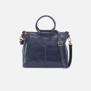 Sheila Medium Satchel In Polished Leather - Blue Stone