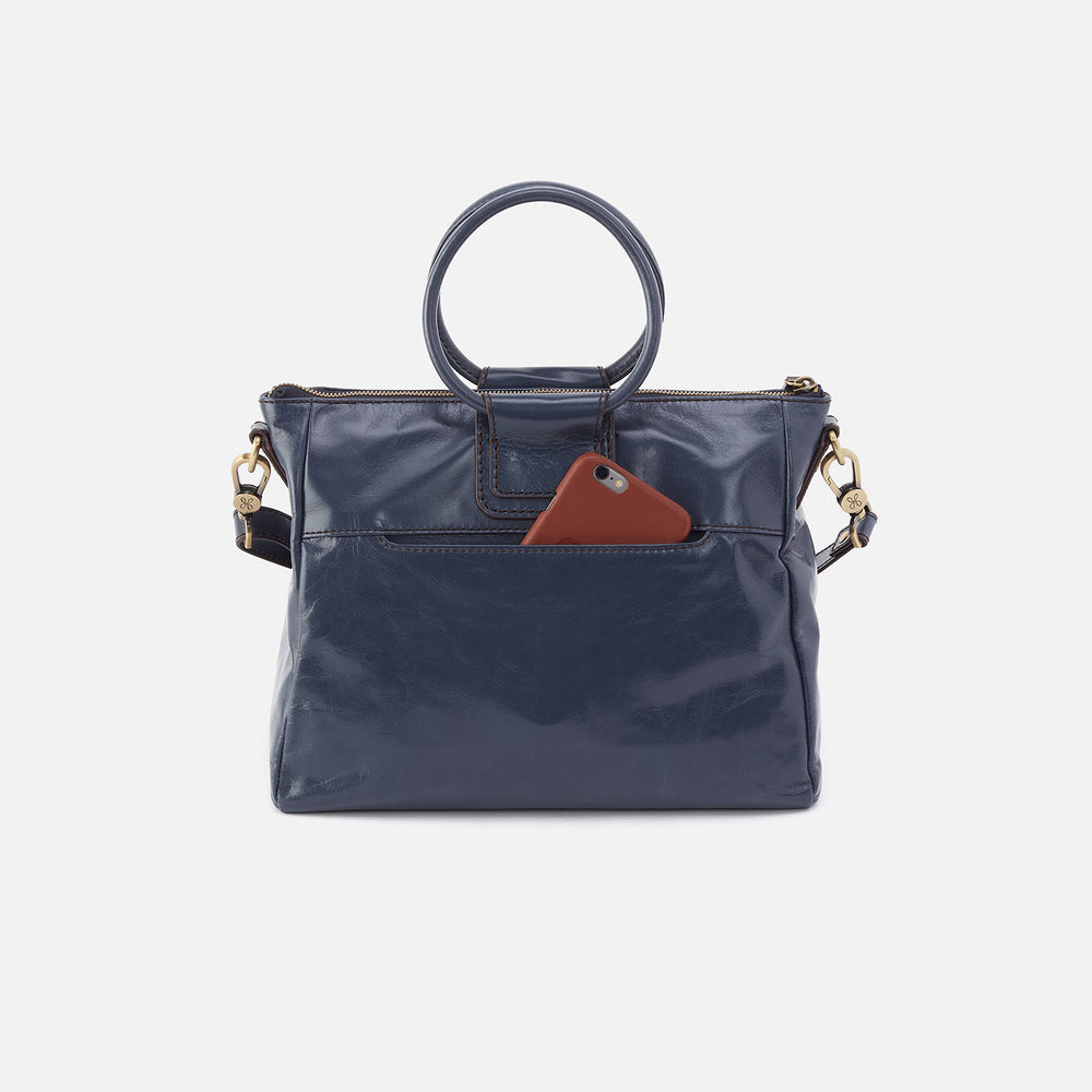 Sheila Medium Satchel In Polished Leather - Blue Stone