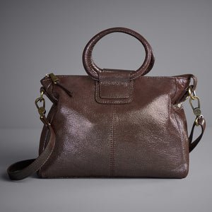 Sheila Medium Satchel In Metallic Leather - Coffee Galaxy