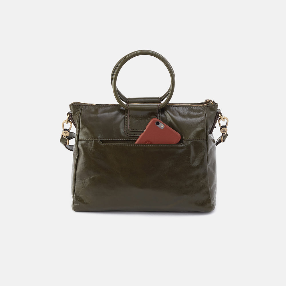 Sheila Medium Satchel In Polished Leather - Deep Moss