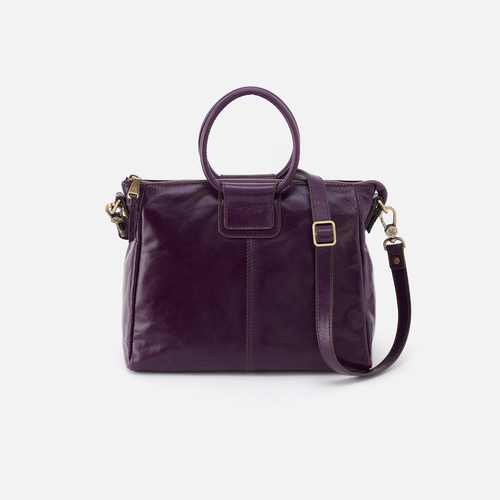 Sheila Medium Satchel in Polished Leather - Deep Purple