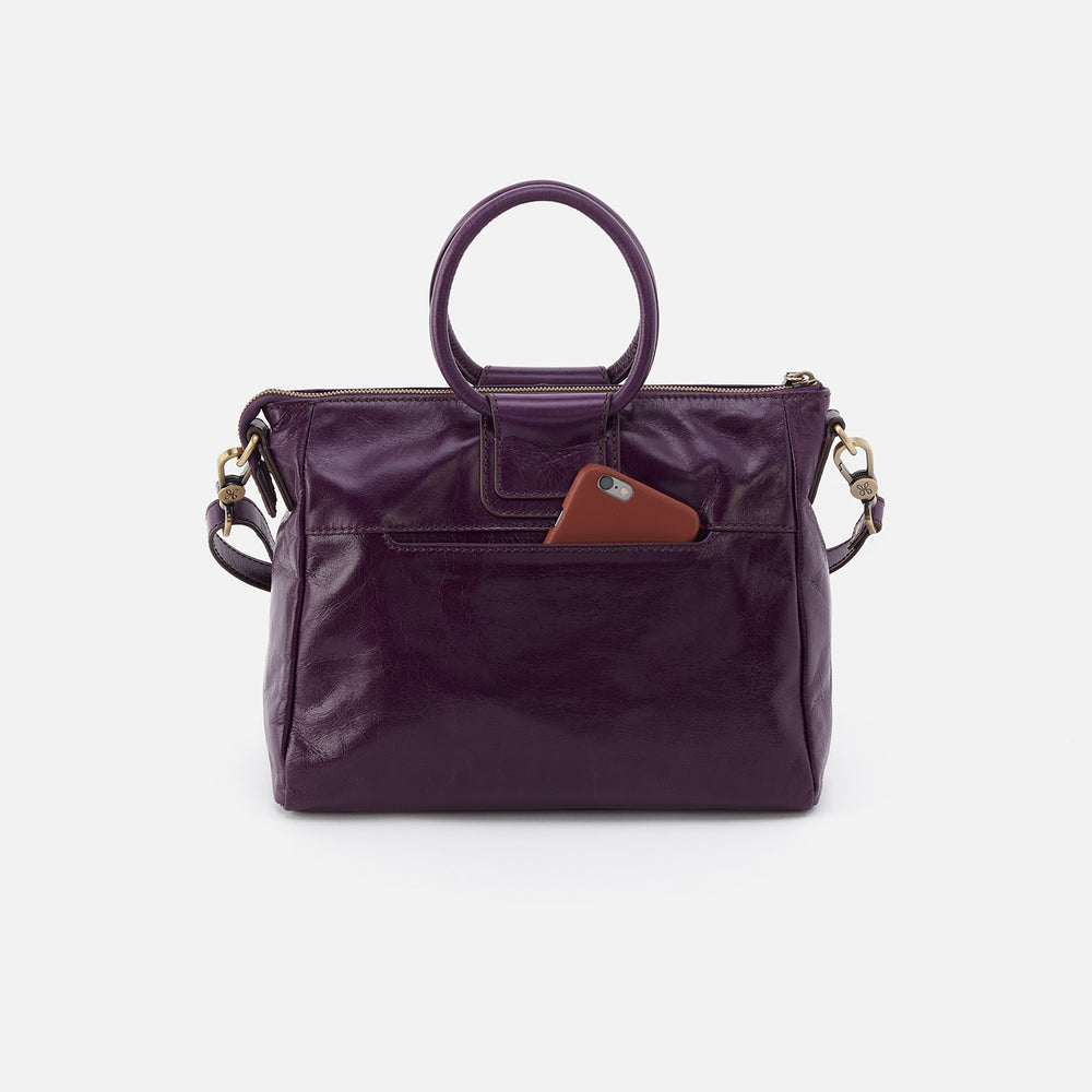 Sheila Medium Satchel in Polished Leather - Deep Purple