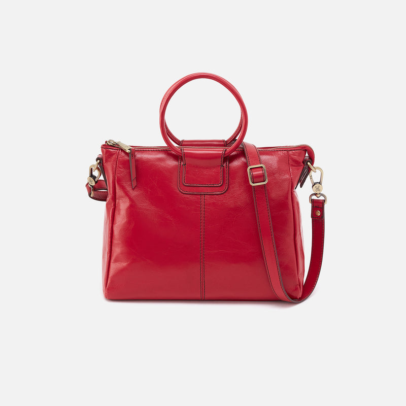 Sheila Medium Satchel In Polished Leather - Hibiscus