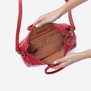 Sheila Medium Satchel In Polished Leather - Hibiscus