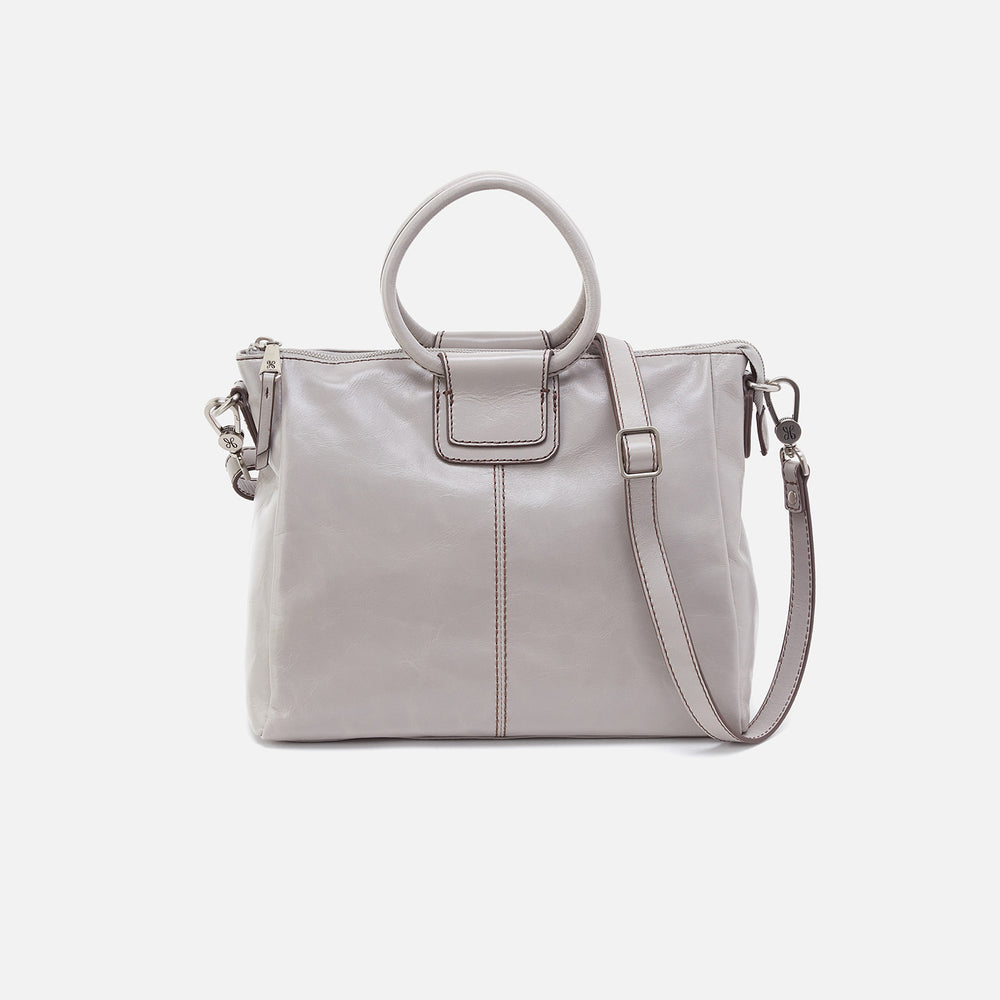 Sheila Medium Satchel In Polished Leather - Light Grey