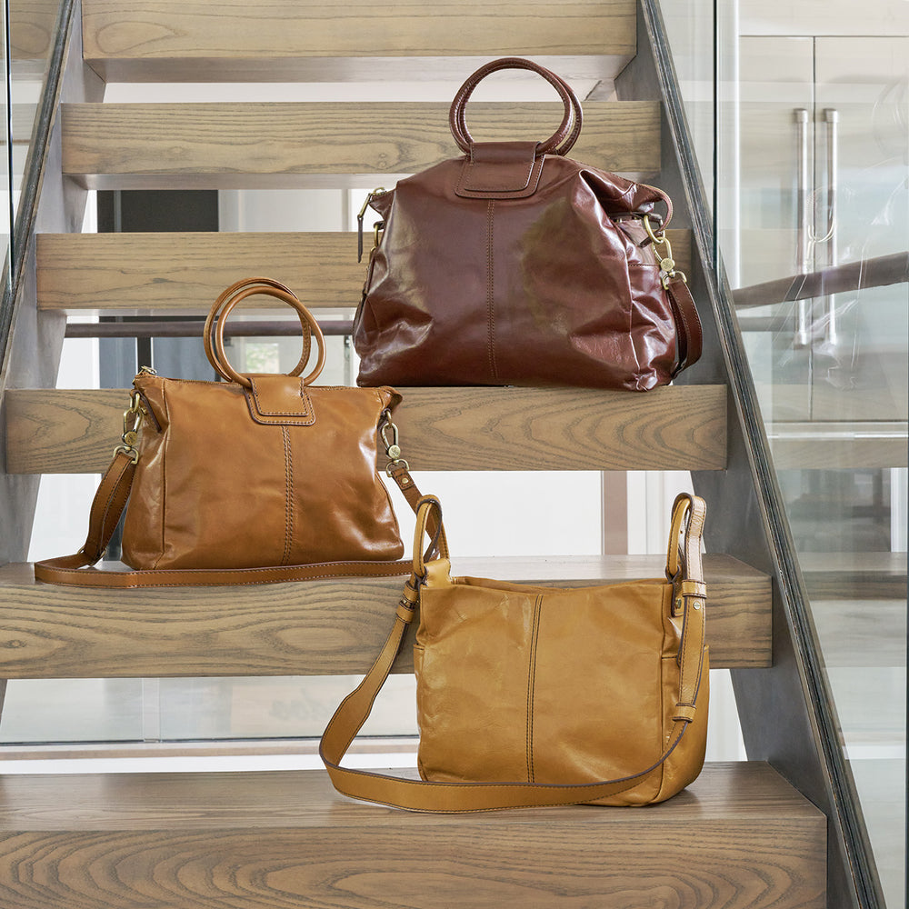 Sheila Medium Satchel In Polished Leather - Natural