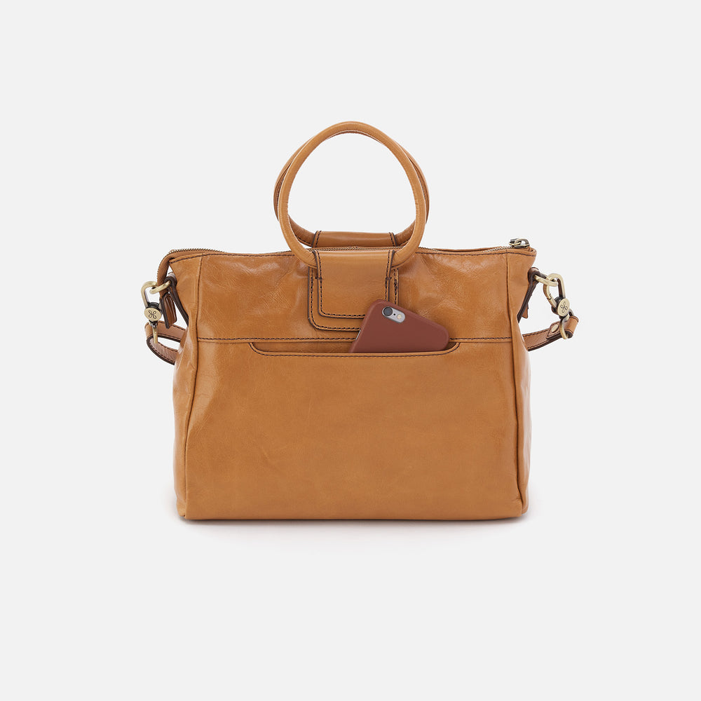 Sheila Medium Satchel In Polished Leather - Natural