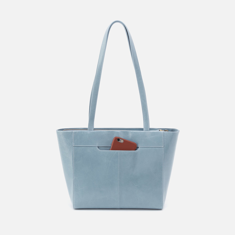 Haven Tote in Polished Leather - Cornflower