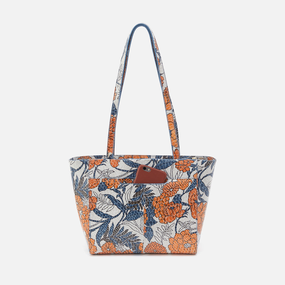 Haven Tote in Printed Leather - Orange Blossom