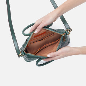 Sheila Top Zip Crossbody in Polished Leather - Sage Leaf