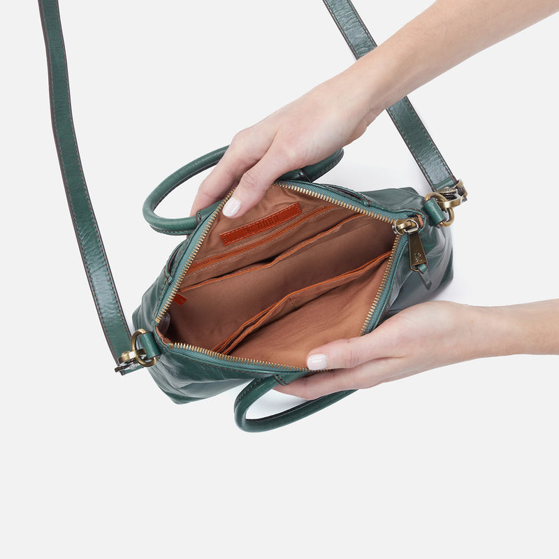 Sheila Top Zip Crossbody in Polished Leather - Sage Leaf