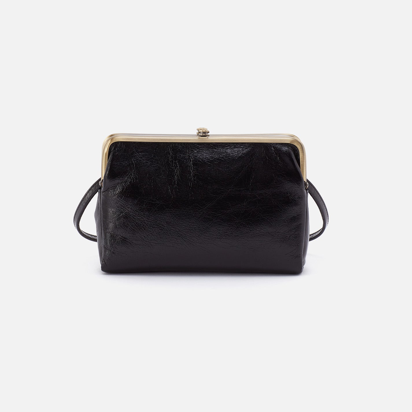 Lauren Crossbody in Polished Leather Black HOBO