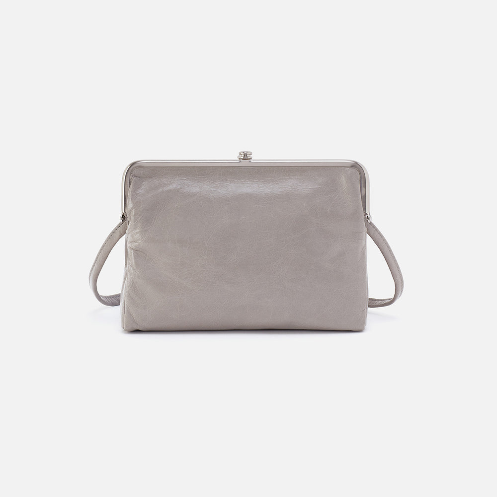 Lauren Crossbody in Polished Leather - Light Grey