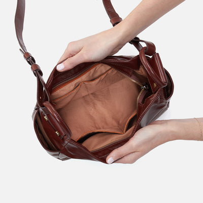 Sheila Crossbody In Polished Leather - Chocolate