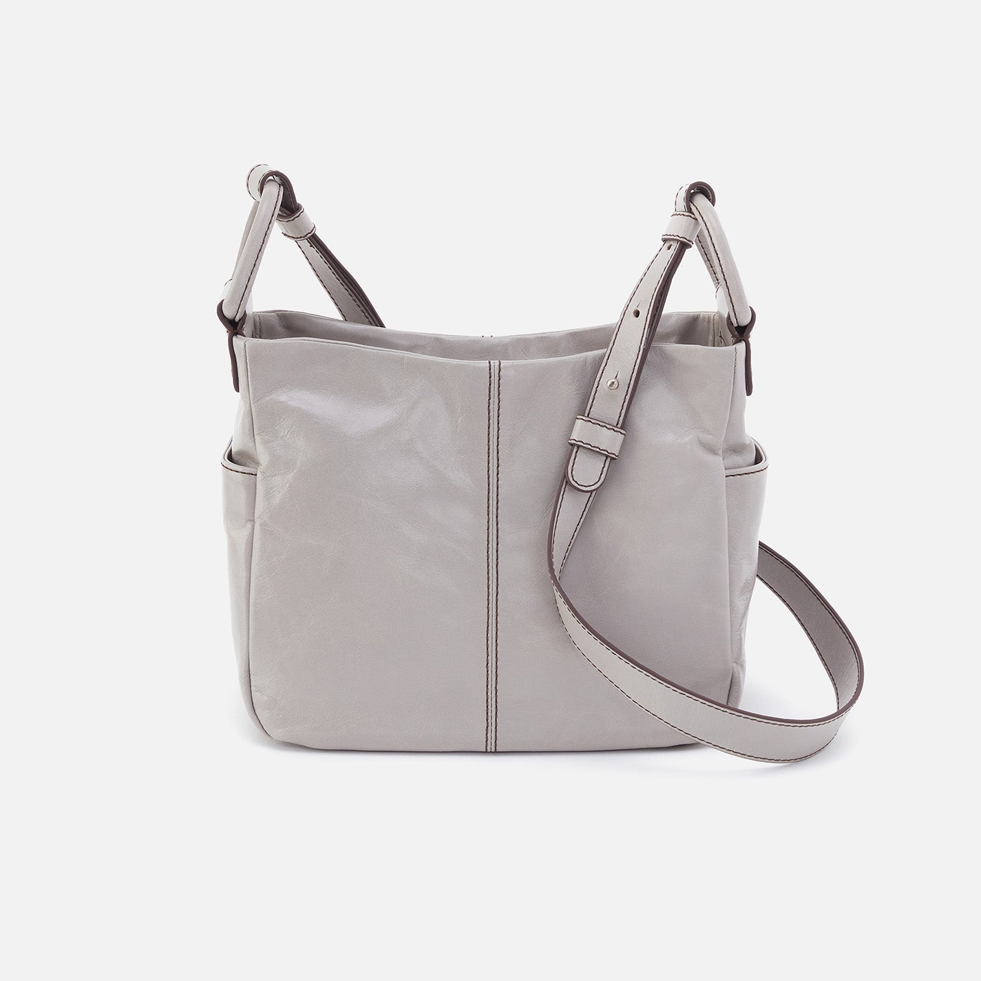 Sheila Crossbody In Polished Leather - Light Grey – HOBO