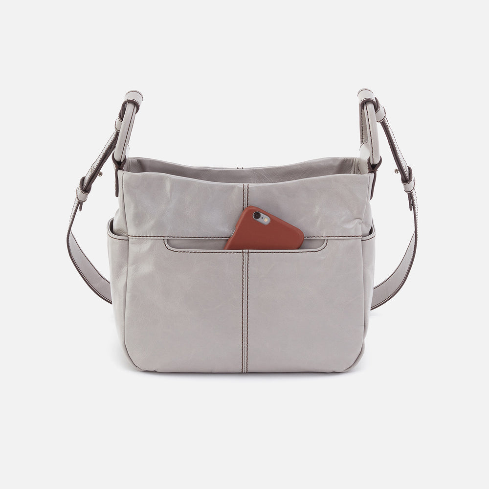 Sheila Crossbody In Polished Leather - Light Grey