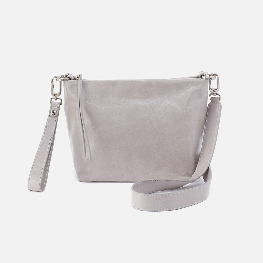 Ashe Crossbody In Polished Leather - Light Grey