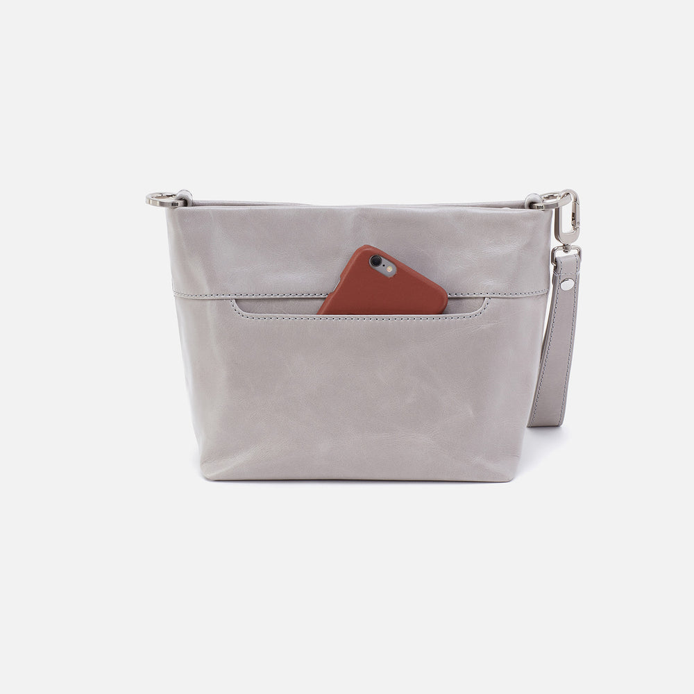 Ashe Crossbody In Polished Leather - Light Grey