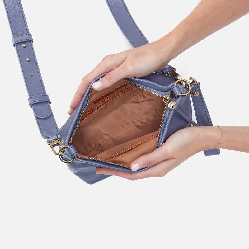 Ashe Crossbody In Polished Leather - Sky Blue