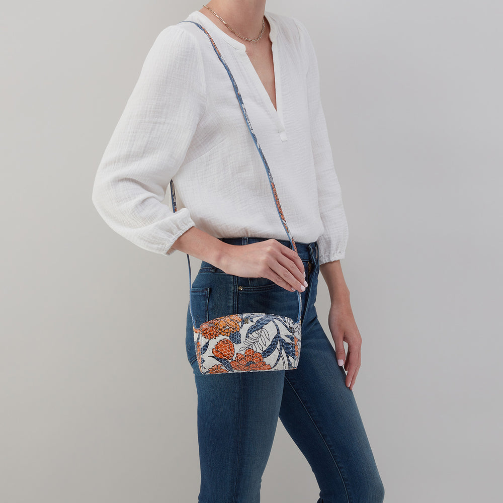 Jesse Crossbody in Printed Leather - Orange Blossom