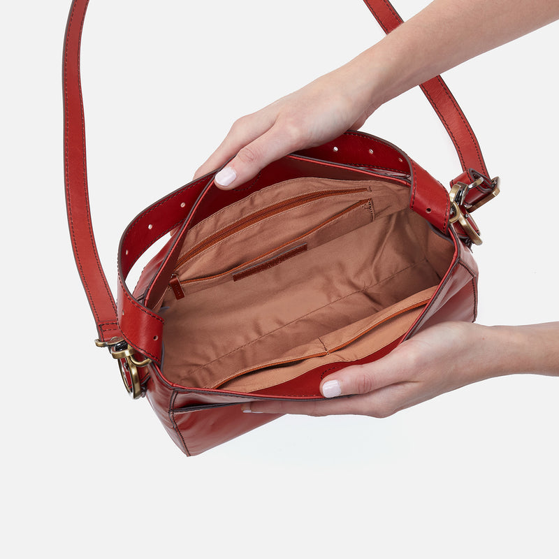 Render Small Crossbody In Polished Leather - Brick