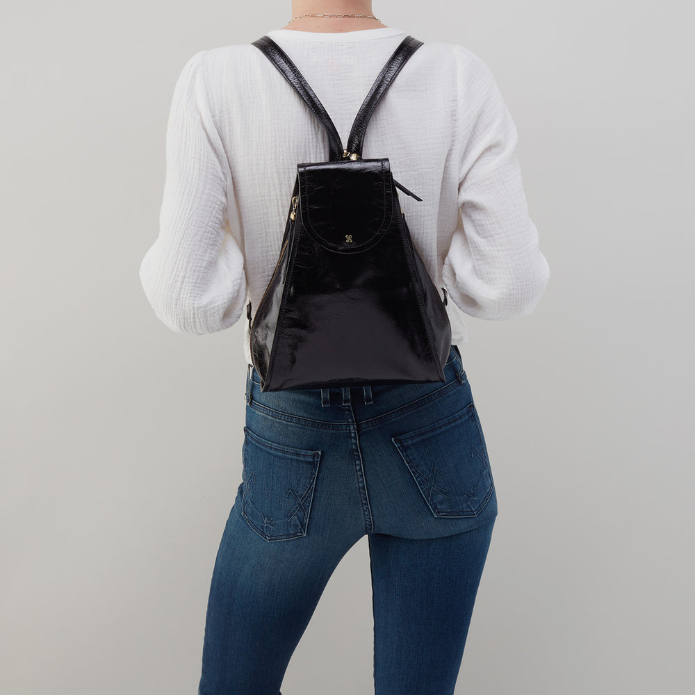 Betta Backpack In Polished Leather - Black